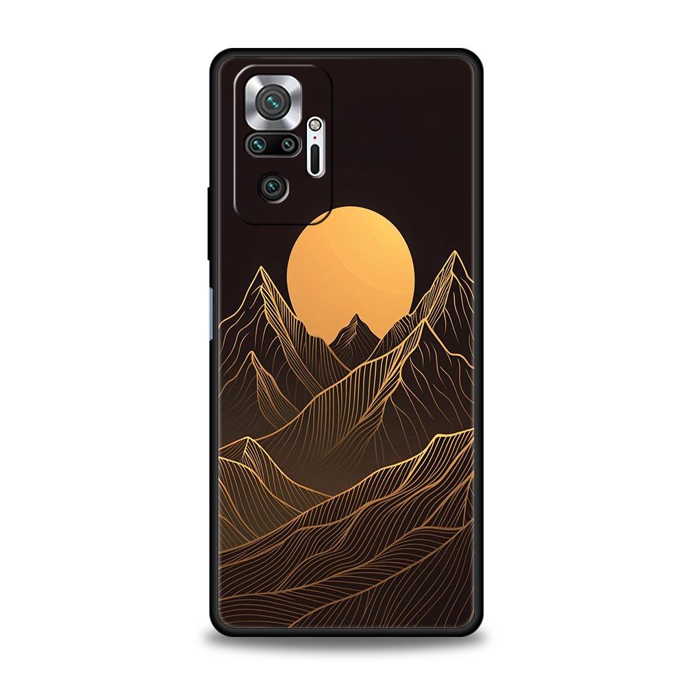 Абстрактный Рассвет в Горах Линия Чехол для Телефона Для Xiaomi Redmi Note 15 14 13 12 5G 11 10 Pro Plus 4G 9S 14C 13C 12C 10C TPU Чехол