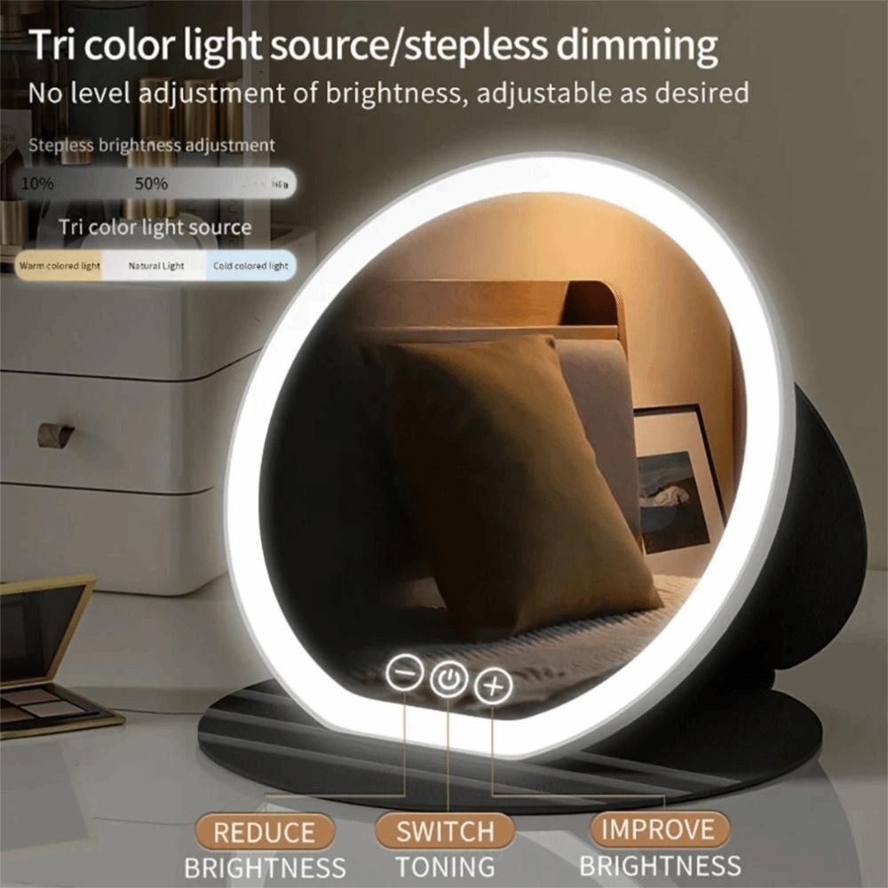 3 Color LED LED Makeup Mirror Round Mirror Foldable Cosmetic Mirrors  Dormitory Use