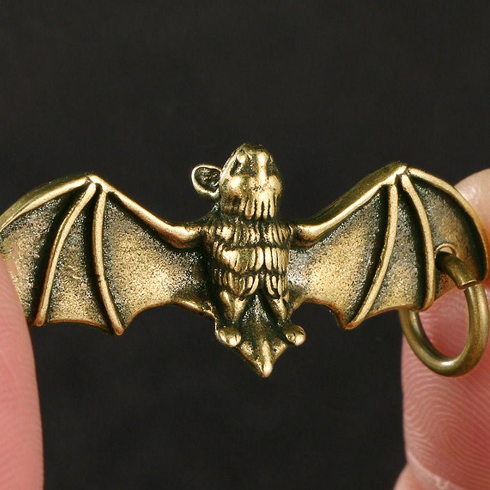 Украшение в виде летучей мыши, ретро-статуэтки летучей мыши из латуни, милая статуэтка летучей мыши из меди, ручная работа, изысканная мини-скульптура летучей мыши, сумка для ключей от машины
