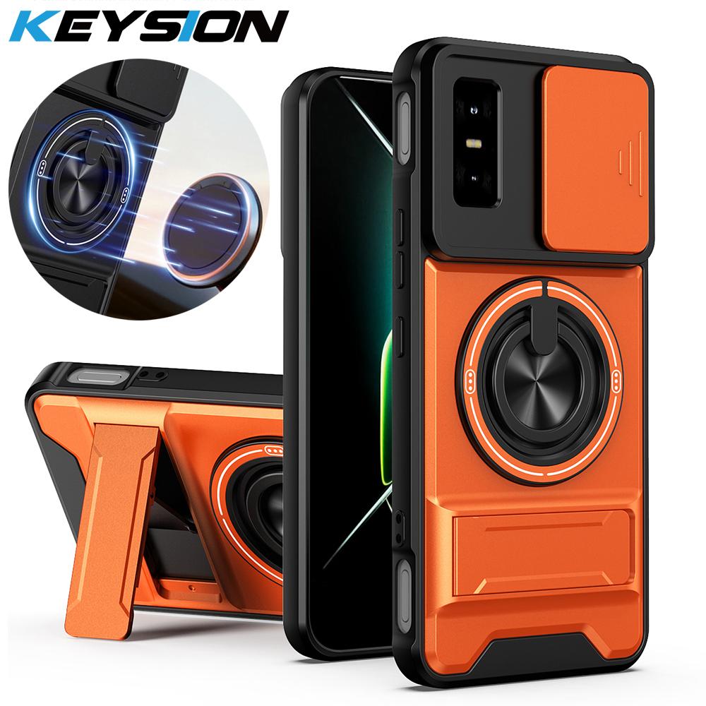 KEYSION Магнитный чехол для телефона для Infinix GT 30 30 Pro 5G Защита камеры со сдвижной крышкой Вертикальная подставка Кольцо 360 Ударопрочная задняя крышка