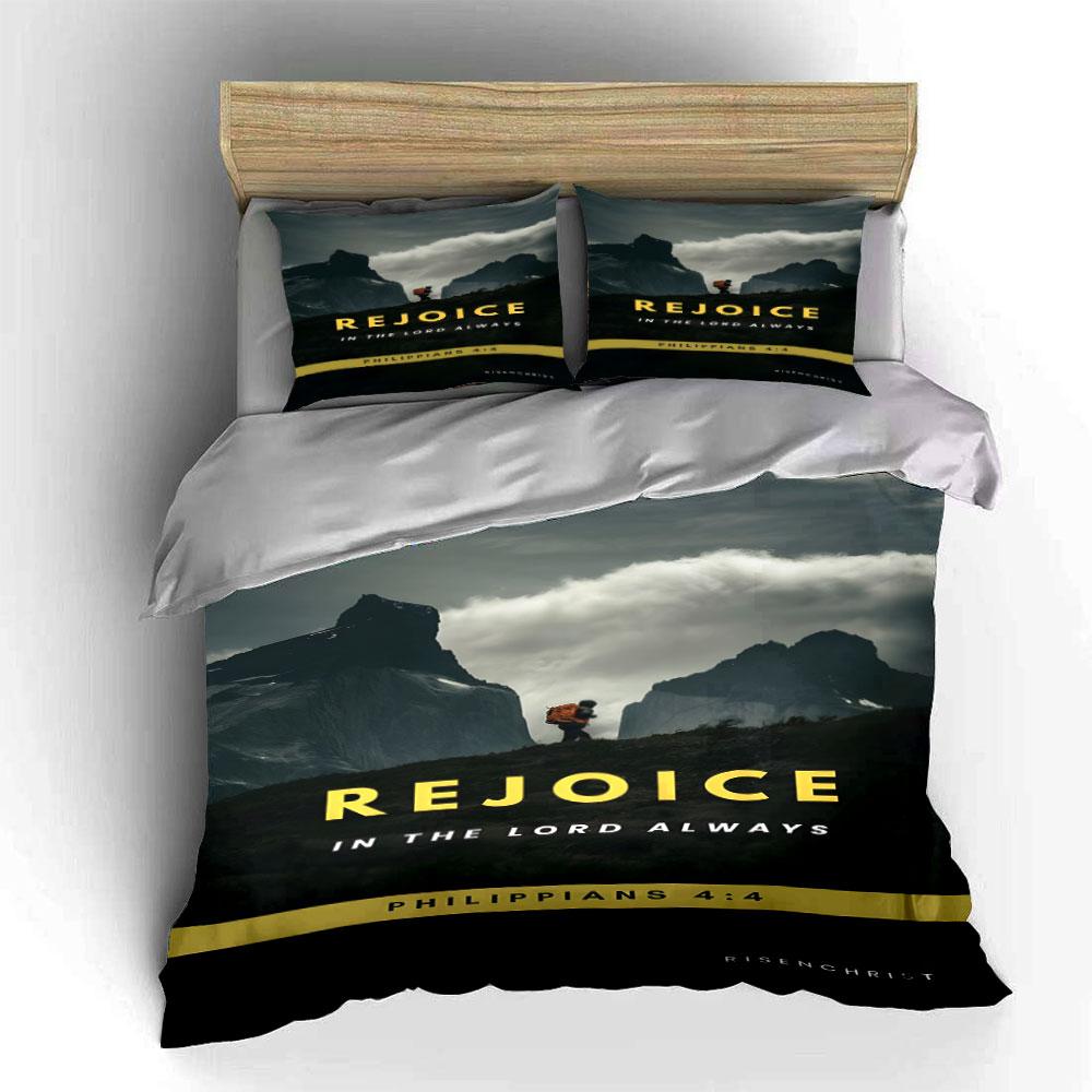 Mountain landscape, scripture text Bedding sets Duvet cover sets Duvet covers Pillowcases(1 * Duvet Cover 2 * Pillowcases without duvet insert)