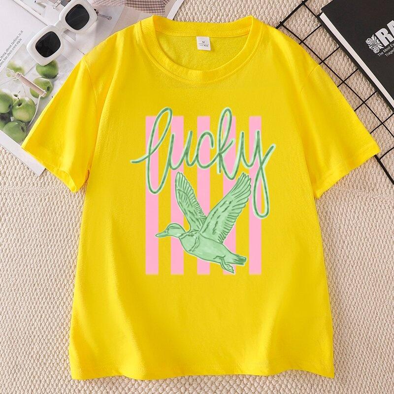 Lucky Duck TShirt Unisex Coastal Graphic Tee Unisex Ladies Trendy TShirts Beach Short Sleeve Vacation T Shirt Casual Round Neck