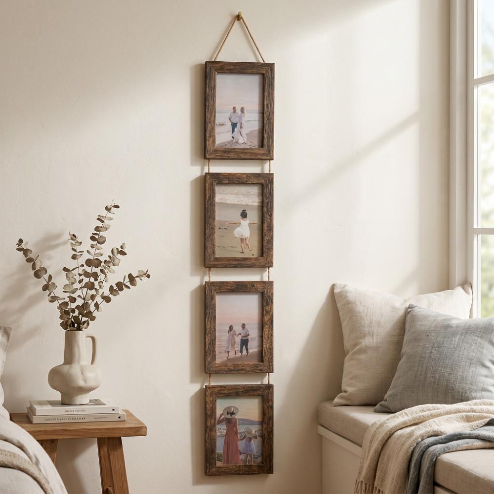Linked Photo Holder Wall Art Picture Frame 6-Inch Vertical Photo Wall  Bedroom