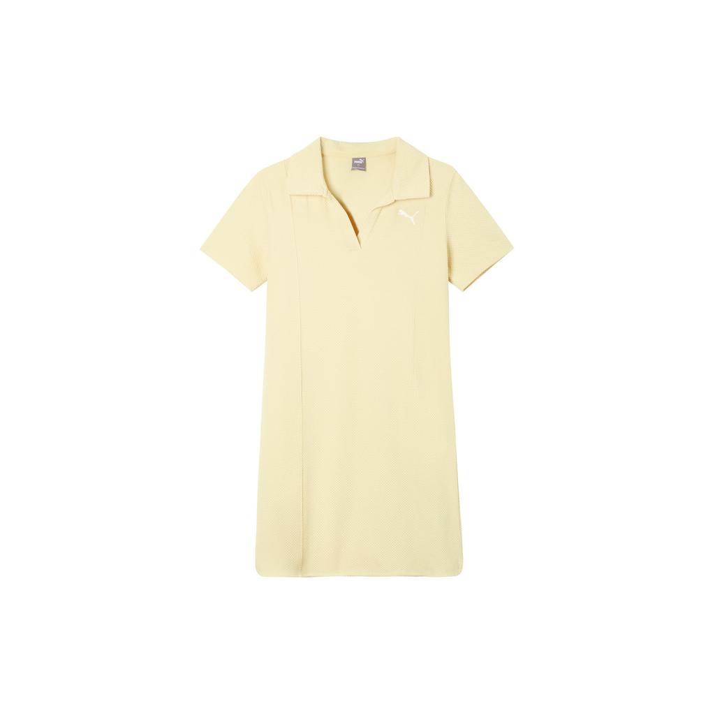 Puma Однотонное повседневное простое удобное платье-футболка с воротником-поло, женское платье желтого цвета 676658-42