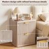 Modern End Table Fluted Nightstand, Large 2 Drawer Bedside Table, Wood 2-Drawer Night Stand with Curved Corners, Metal Handle for Bedroom, Living