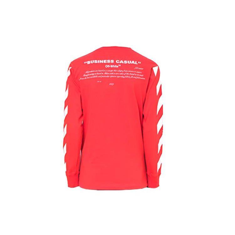 Off-White Футболка с длинным рукавом с принтом, мужские топы, красная OMAB001F181850112030
