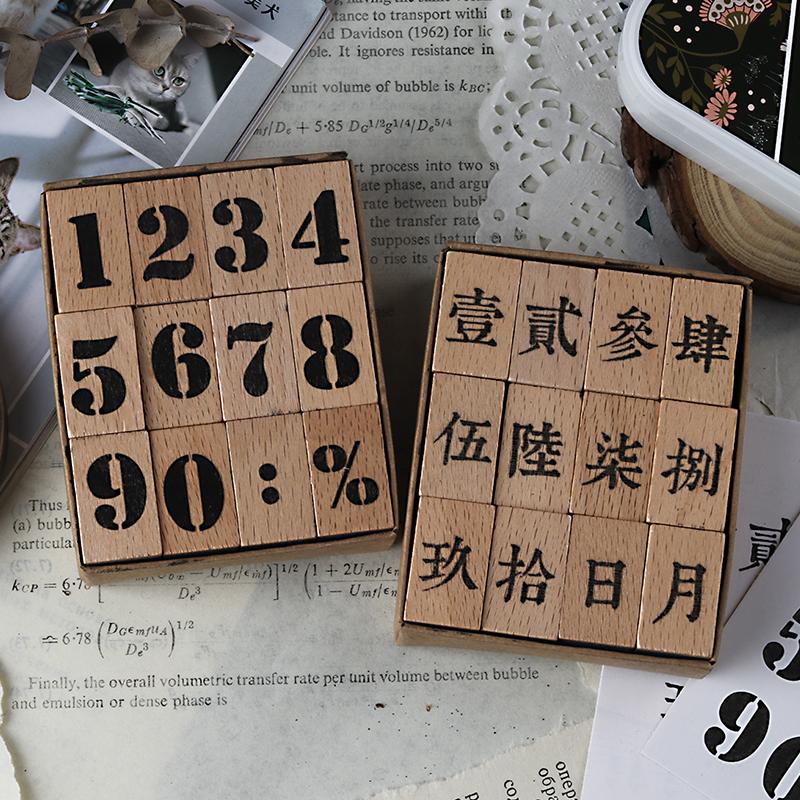 Yoofun 8pcs/12pcs One Week Wooden Stamp Set 12 Months Wood Rubber Stamps for Journaling Scrapbooking Card Making Seal Stationery