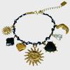 Multi-Pendant Stainless Steel Necklace Bracelet Sun Moon Love Gemstone Pendant Retro Sweet Cool Jewelry
