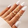 8 Pieces /Set Of Punk Metal Geometric Ring Round Hollow Ladies Ring Luxury Open Joint Ring  Female Fashion Jewelry Gift