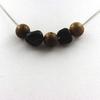 Stones and Minerals. 8mm Wooden Bead Necklace + Brazilian Schorl Tourmaline Stainless Steel Chain.