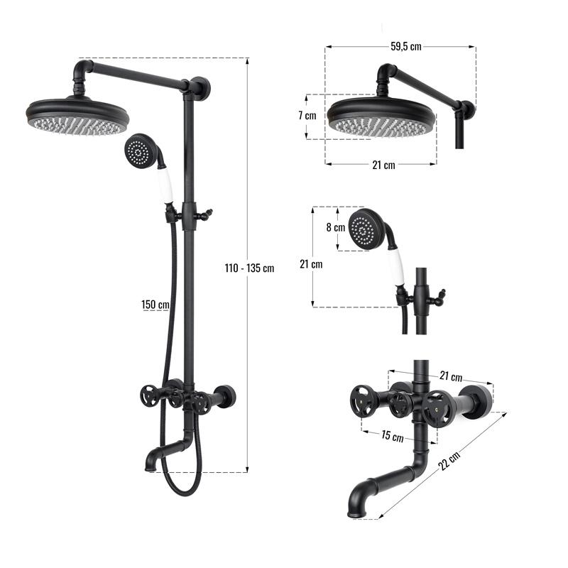 HEREFORD 3 black shower faucet