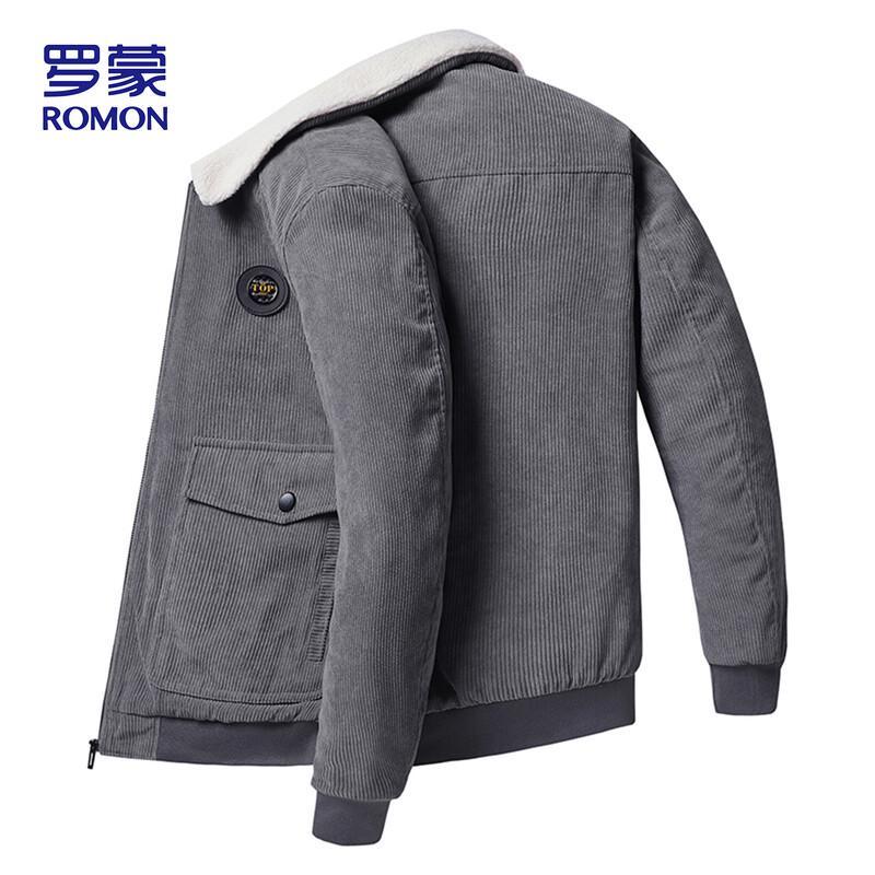 Romon Men's Fleece-Lined Corduroy Jacket