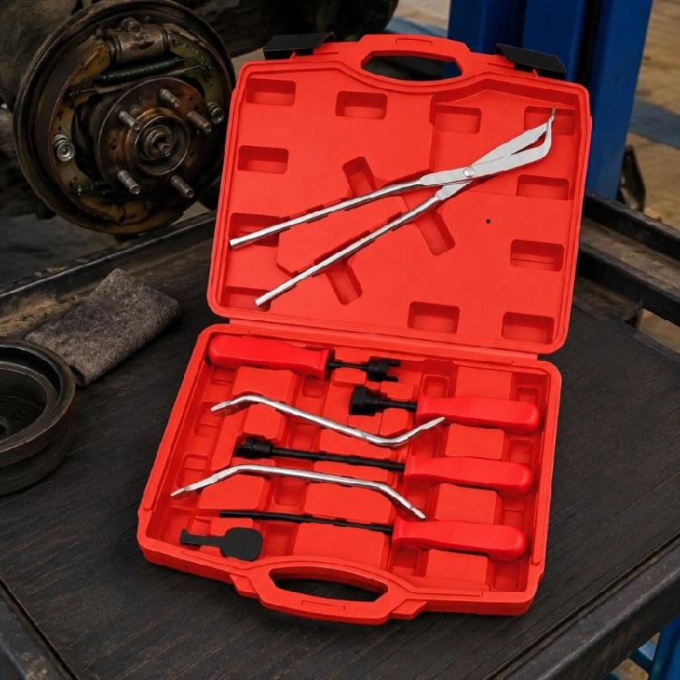 Car and Motorcycle Drum Brake Repair Kit 8Piece Manual Service Set with Hook Pry and Plier Style Parts for Home Garage Maintenance Use