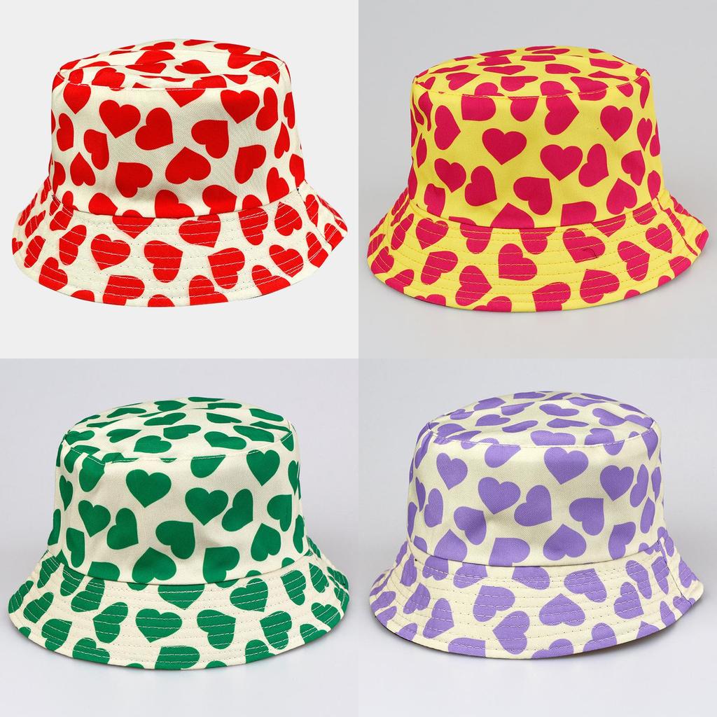 Heart Love Reversible Fisherman Hat For Summer Sun Protection Breathable Cute Outdoor Accessory