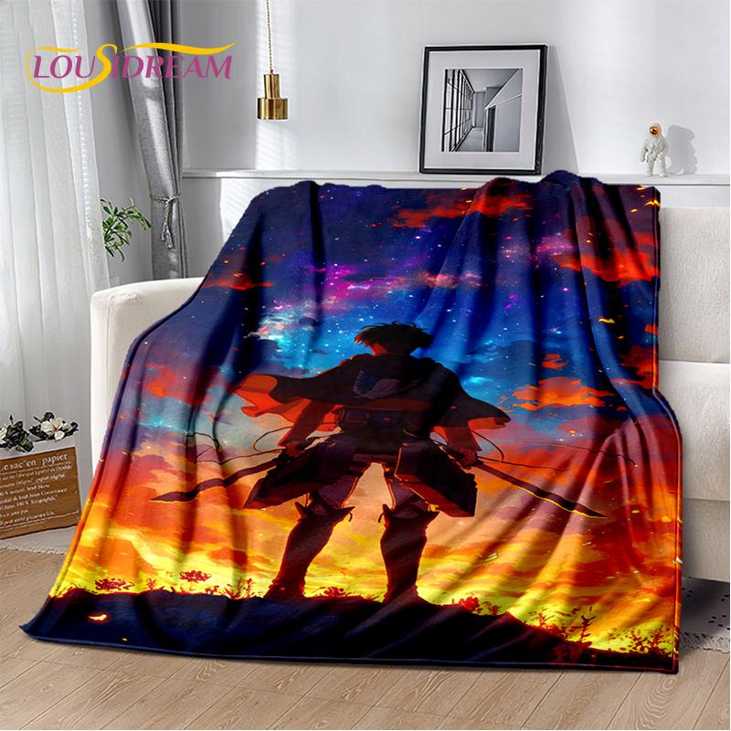 2025 Attack On Titan Eren Anime Cartoon Soft Blankets,Throw Blanket Comfortable Blanket for Picnic Beds Sofa Home Kids Gifts