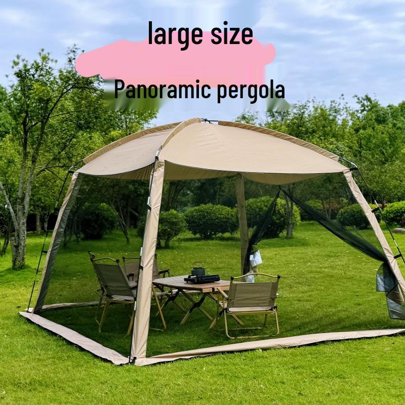 Extra Large Outdoor Pergola Awning with Mesh Canopy and Mosquito Net