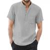 2025 NEW Men's Short Sleeve T-shirt Cotton and Linen Casual Men T-shirt Solid Color Summer Shirt Male Cozy Breathable