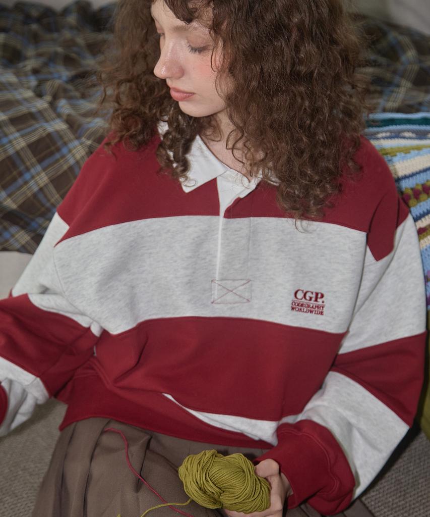 CGP Striped Rugby Sweatshirt_Dark Red