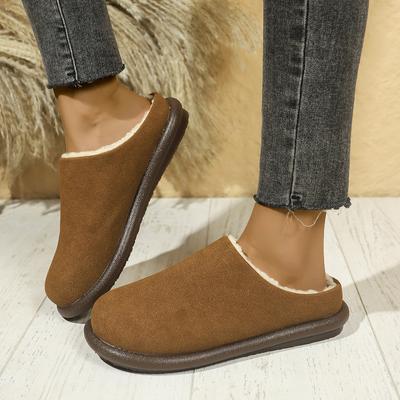 Модные женские домашние тапочки Зима Новые Теплые Домашние Плюшевые Тапочки-Мюли на Липучках Нескользящие Хлопковые Уютные Флисовые Туфли Шлепанцы с Закрытым Носком Женские