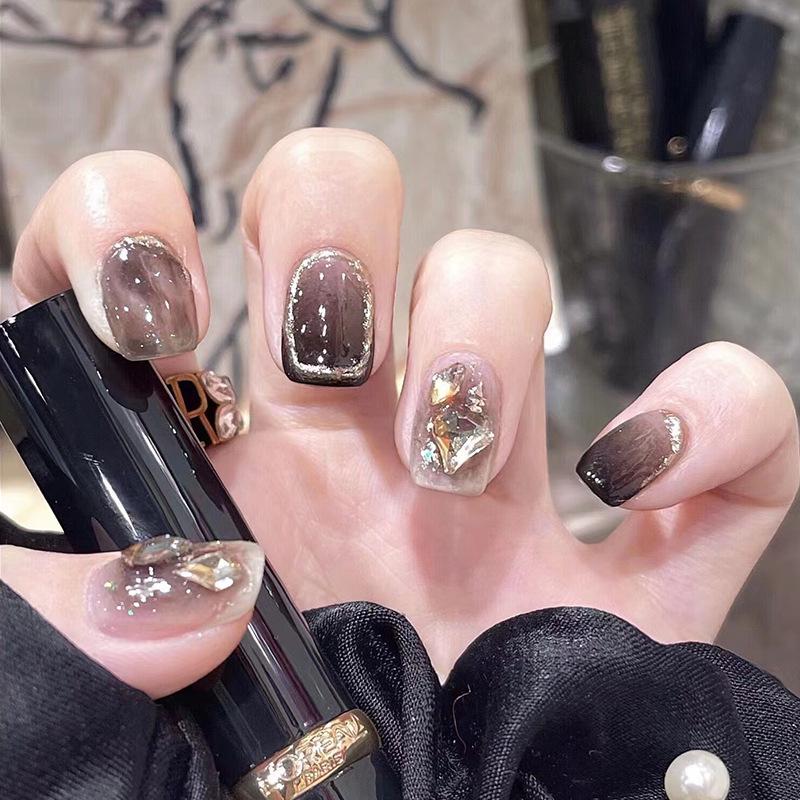 24Pcs Purple Bunny Design Full Coverage Press On Nails Artificial Removable Fake Nail Art Acrylic False Nails Finished