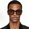 Gucci GG1346SK 005 Квадратные солнцезащитные очки оверсайз - Глянцевый черный цвет и коричневые линзы