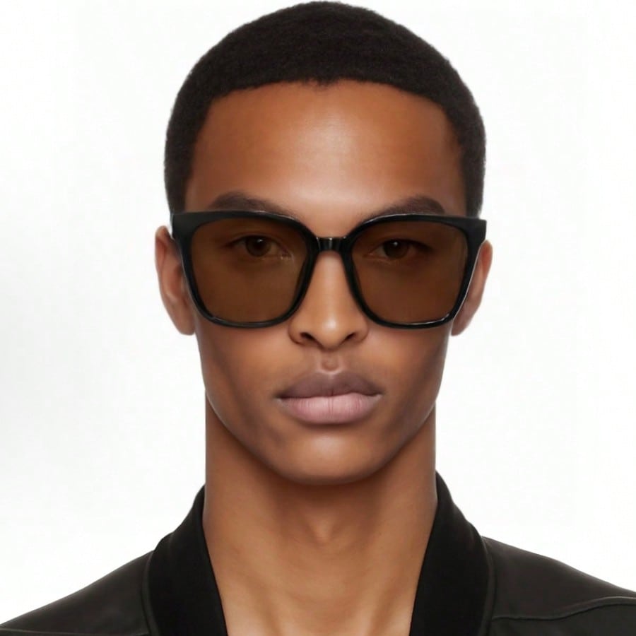 Gucci GG1346SK 005 Квадратные солнцезащитные очки оверсайз - Глянцевый черный цвет и коричневые линзы