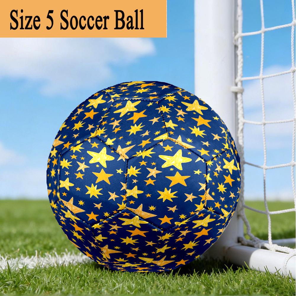 1PC White Stars Size 5 Soccer Balls, Anti-Slip, Outdoor Sport, a Unique Gift, Birthdays, Christmas gifts Valentine'S Day gifts A6