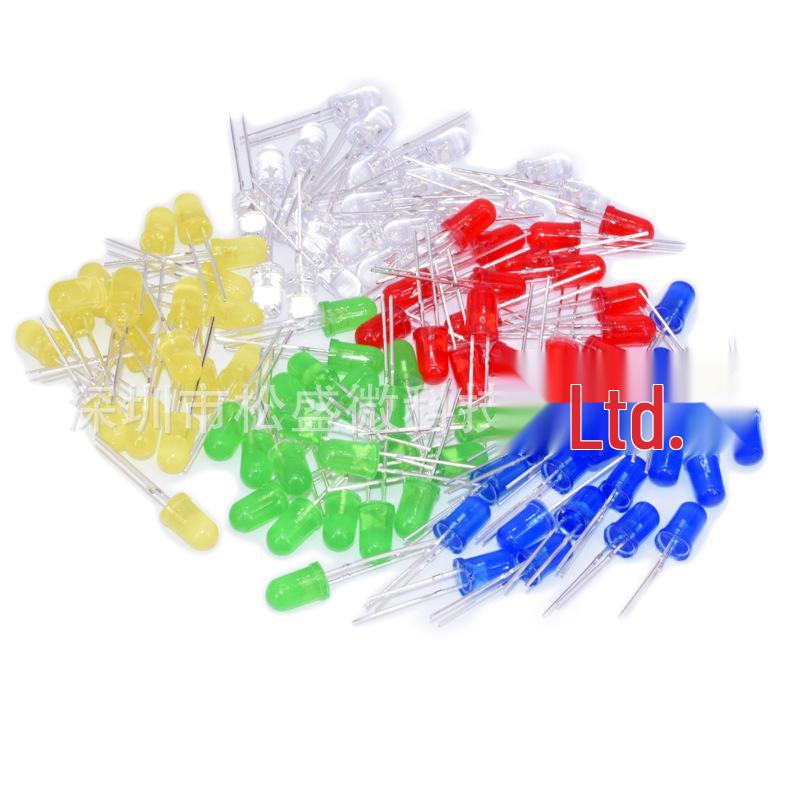 3mm/5mm LED Bulb Pack: Red, Green, Yellow, Blue, White – Through-hole Lamp Beads for Experiments