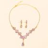 Shining Earrings Rhinestone Necklace Wedding Party Crystal Jewelry Set  Women