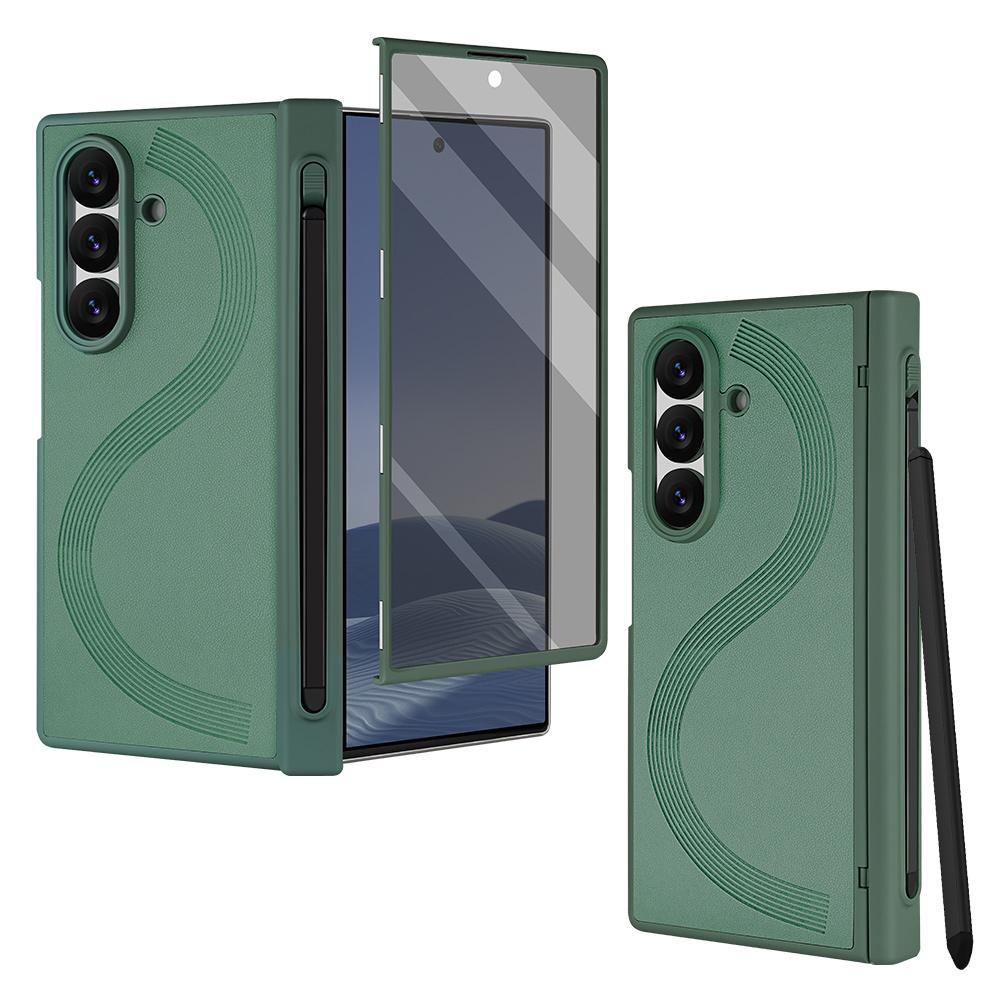 Бизнес-кожаный чехол с магнитной петлей для защиты Samsung Galaxy Z Fold 8 7 6 с противошпионской стеклянной пленкой для экрана и крышкой для слота S Pen