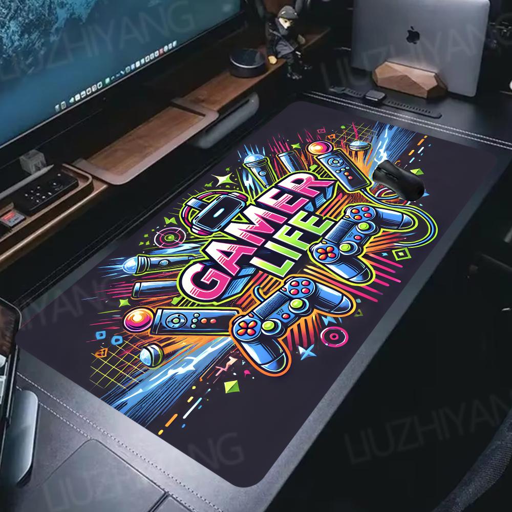 Gamepad Pattern Mouse Pad Large Gaming Mousepad XXL Gamer Keyboard Pads Office Laptop Desk Mats Non-Slip Rubber Long Table Mat