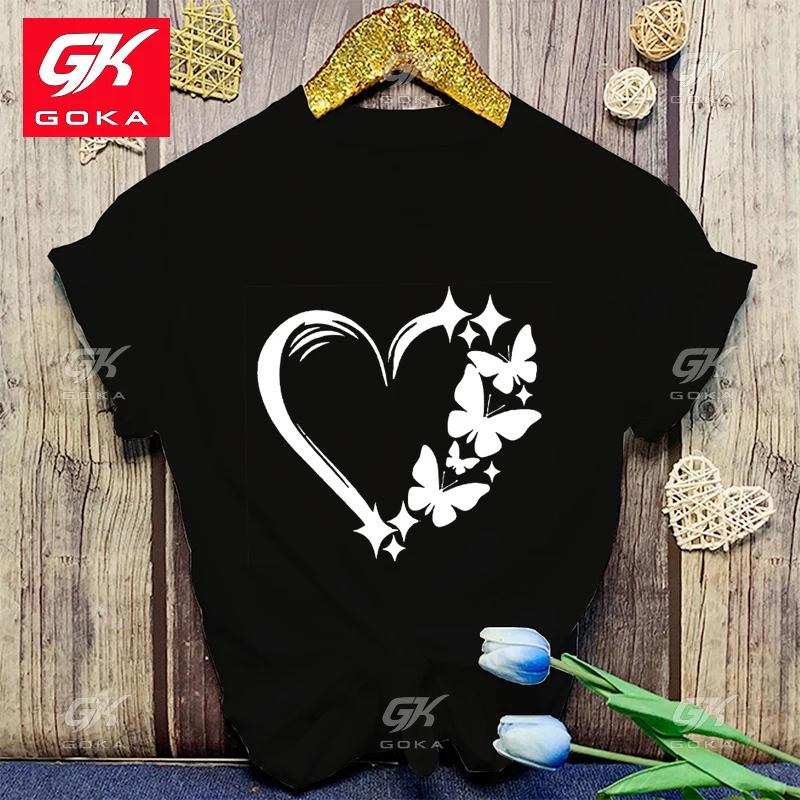 New Butterfly Love Graphic Print Cottn T Shirts Women Fashion Round NeckTee Shirt Streetwear Casualharajuku Tops Unisex T Shirt