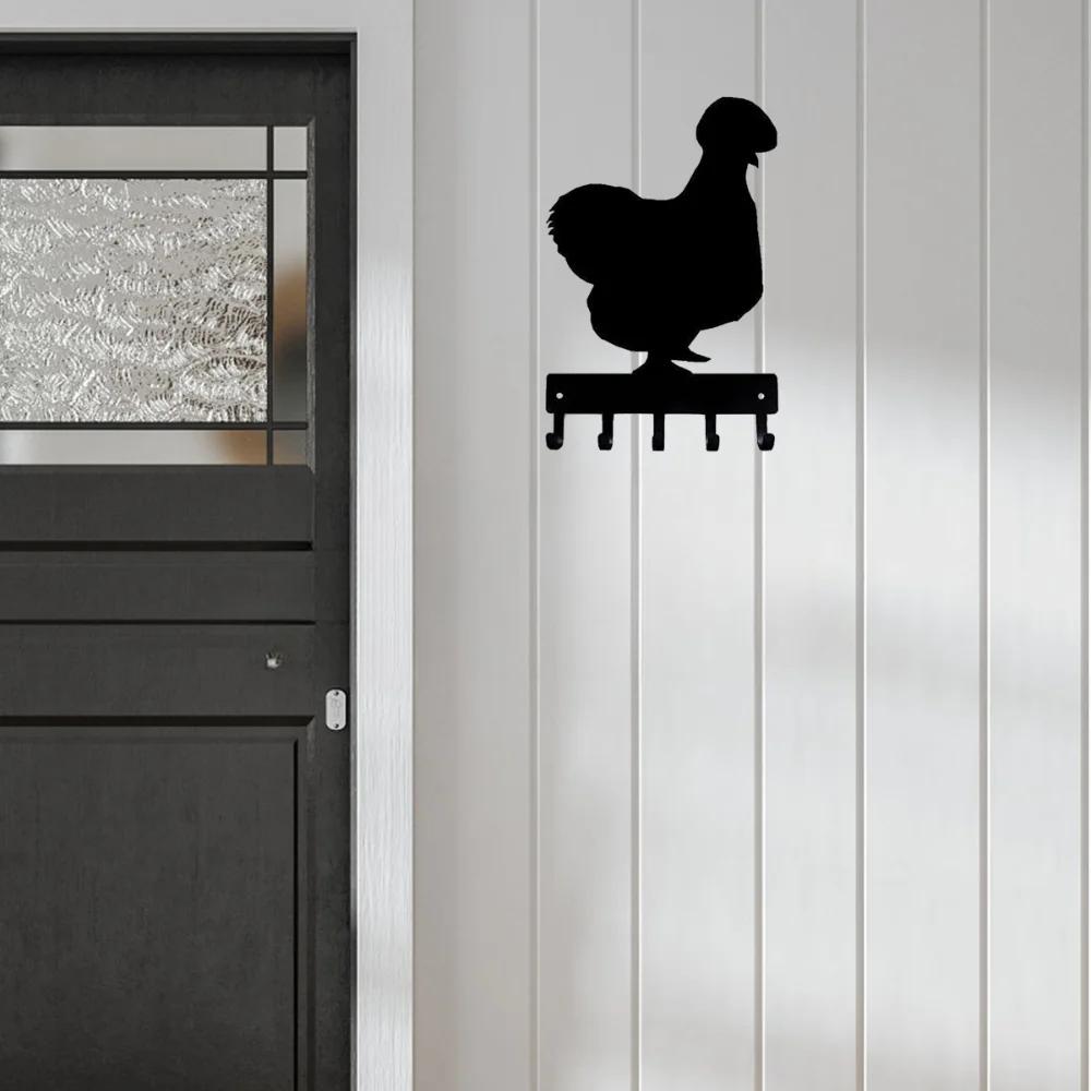 1 шт. Вешалка для ключей Silkie Chicken Farm - металлический настенный крючок шириной 6 дюймов, совершенно новый домашний декор, настенный декор, металлическое настенное крепление