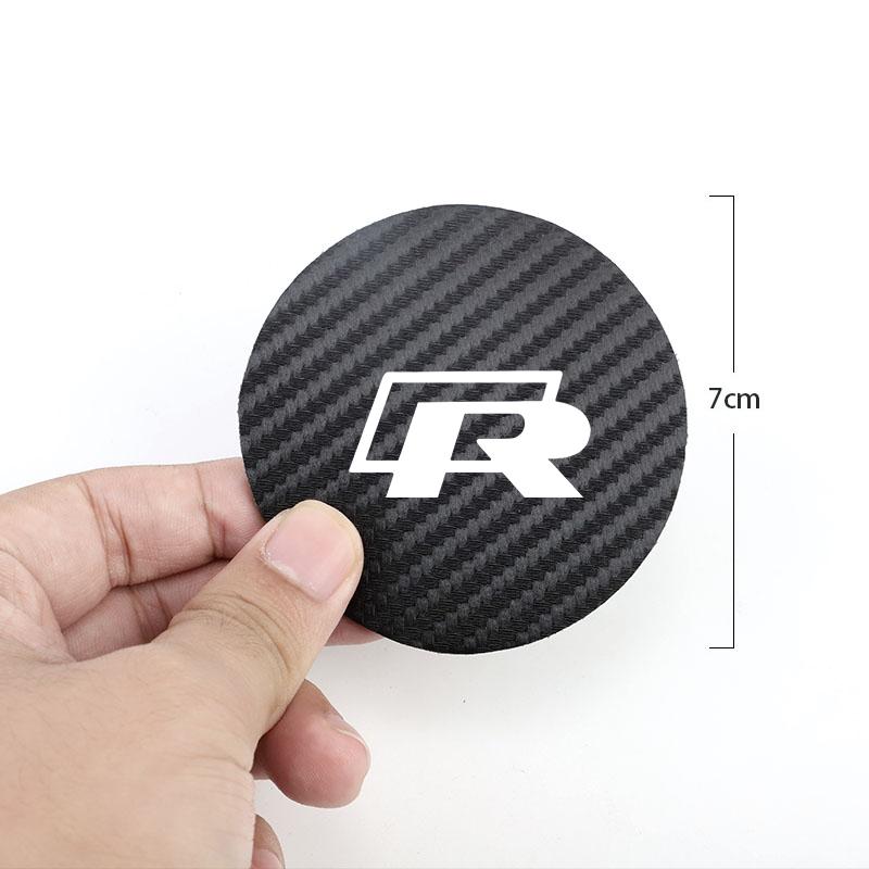 For VOLKSWAGEN VW 2Pcs Leather Coaster Anti-noise Water Cup Pad Cushion For Volkswagen R Touran Scirocco Passat Amarok T5 Phaeto