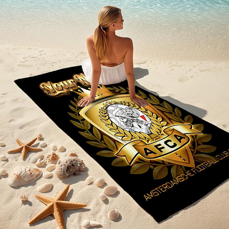 1pc Ajax FC Beach Towel with Custom Name, Beach and Seaside Swimming Pool Equipment, Fashion Pattern, Rectangular, Travel Essential