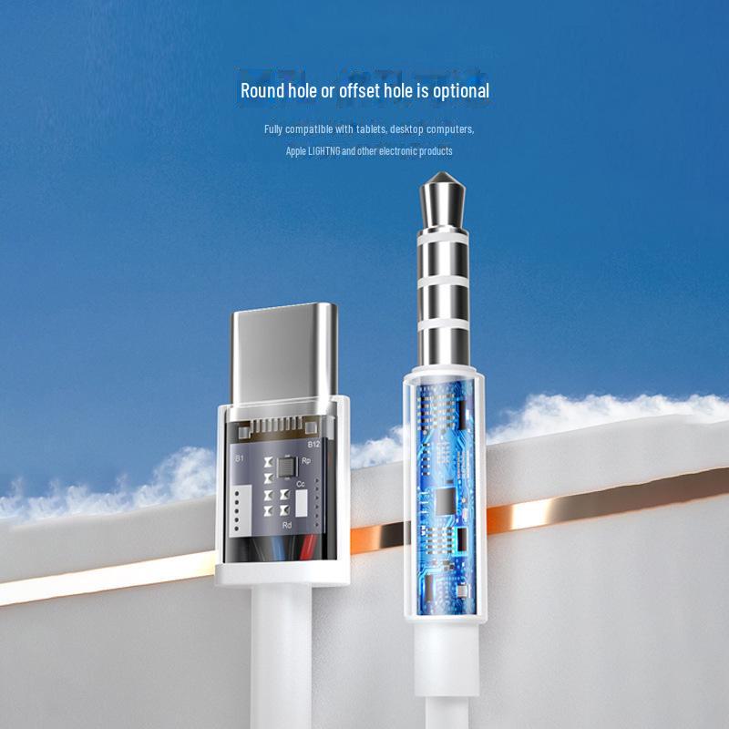 Type-C In-Ear Flat Head Earphones for Gaming, Heavy Bass, Stereo Sound, Wire Control, Compatible with Huawei.