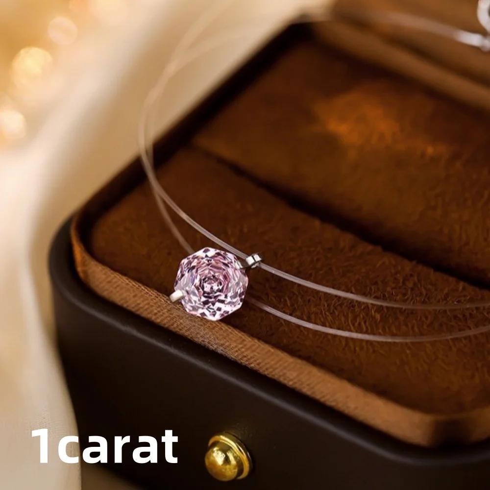 Серебро 925 пробы Легкая роскошь Розовый цветок Цирконий Ожерелье Подарок на День Рождения Юбилей Помолвку
