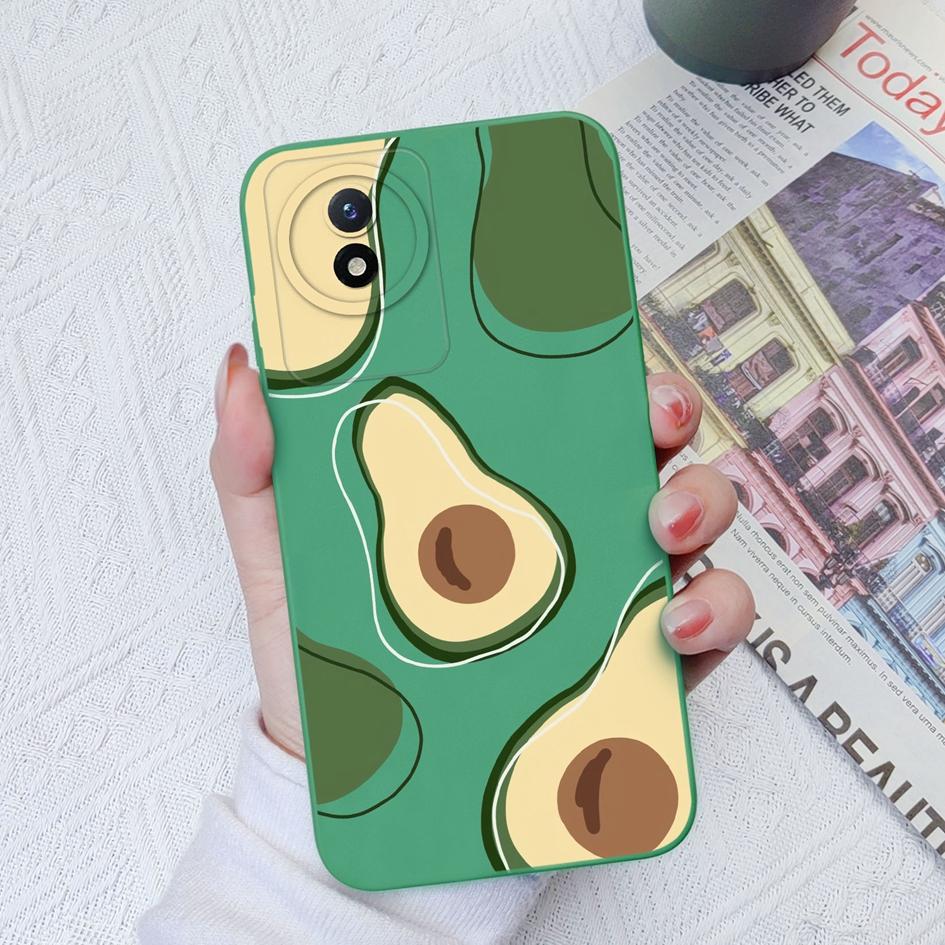 Чехол для Vivo Y02 Y02S Y91C Y11 Y12 Y70 Y72 Y73 Y20 Y51 Y16 Модный защитный цветок авокадо Жидкий силиконовый бампер для чехлов для телефонов Vivo Coque Fundas