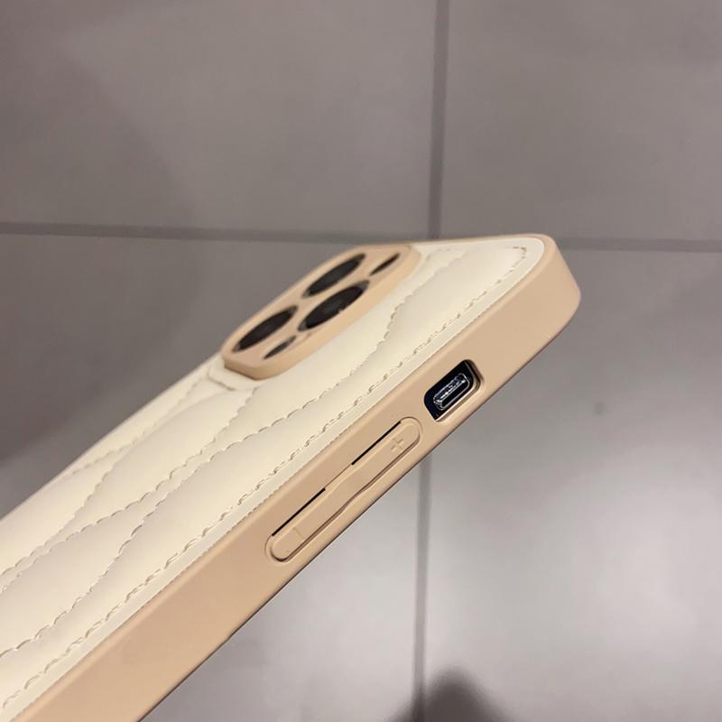 Ins Волна Изгиб Бежевая Пуховая Куртка Чехол для Телефона Для Для Iphone Air 13 11 12 14 1 Plus 16 17 Pro Max Кожаный Силиконовый Ударопрочный Чехол