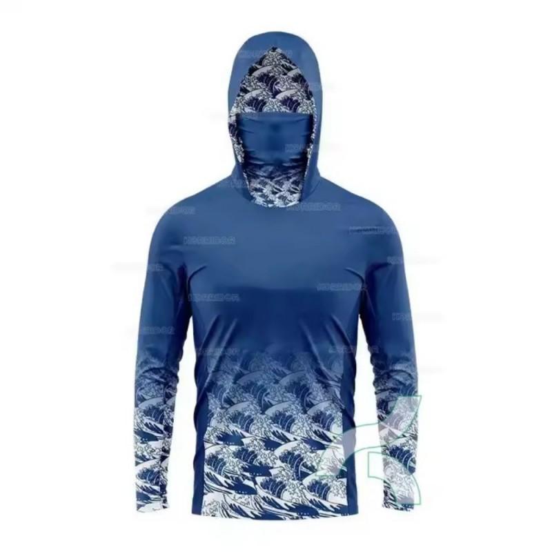 Quick-Dry UV-Protective Fishing Shirt Men With Dust-Proof Face Cover Lightweight Breathable Outdoor Performance Top