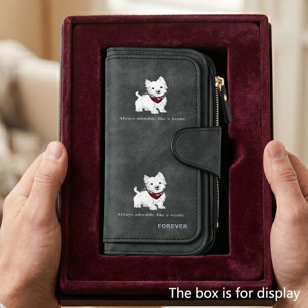 West Highland White Terrier Men's Large Capacity Wallet with Business Card Slot and Cash Pocket, Suitable for Formal Occasions and Office Use, Ideal