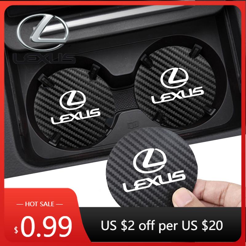 Interior Stickers 2Pcs Car Interior Leather Coaster Anti-noise Water Cup Pad For Lexus RX300 IS200 IS250 ES350 Ct200h UX250h NX3MI8