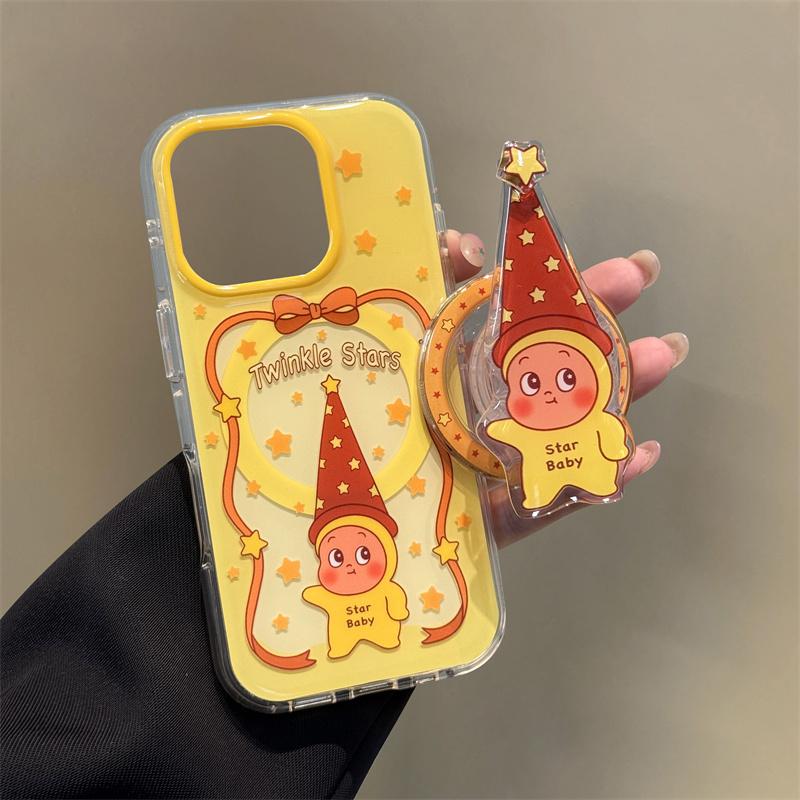 Забавный Милый Звездный Детский Магнитный Чехол для Телефона для iPhone 16 Pro 14 15 Pro Max Чехол с Подставкой Ударопрочные Защитные Чехлы с Мультяшным Рисунком