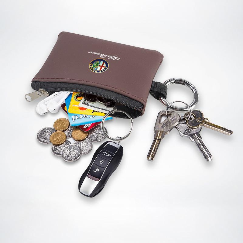 Car Key Bag Leather Mini Coin Purse Card Bag For Alfa Romeo 4C 159 Spider Giulia Giulietta 156 Tonale Mito GT166 Organizer Caddy ofh853