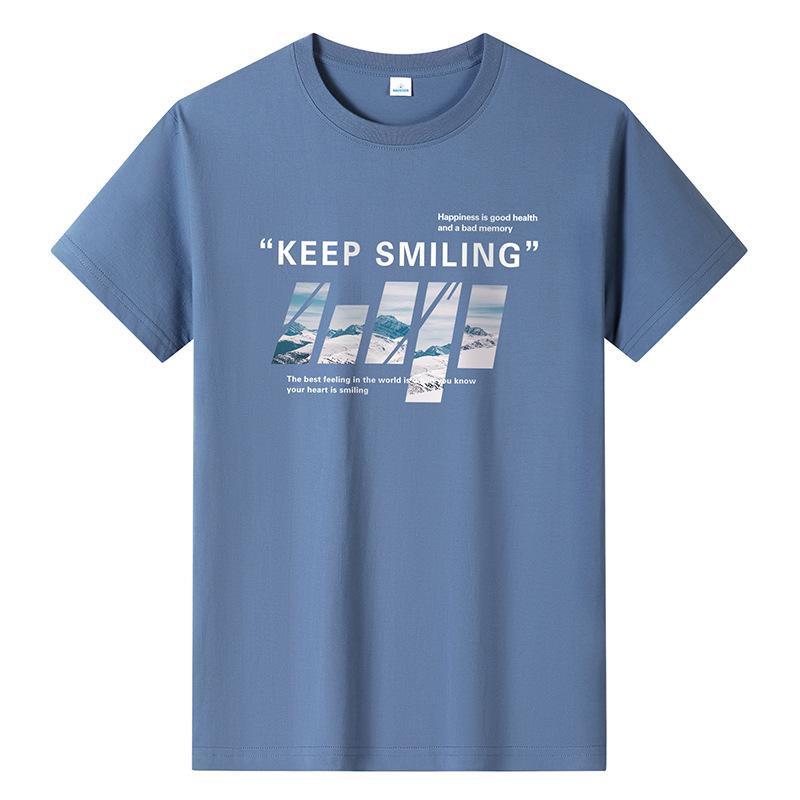 GMXIA Футболка с коротким рукавом из хлопка, мужская модная свободная рубашка с коротким рукавом, с принтом