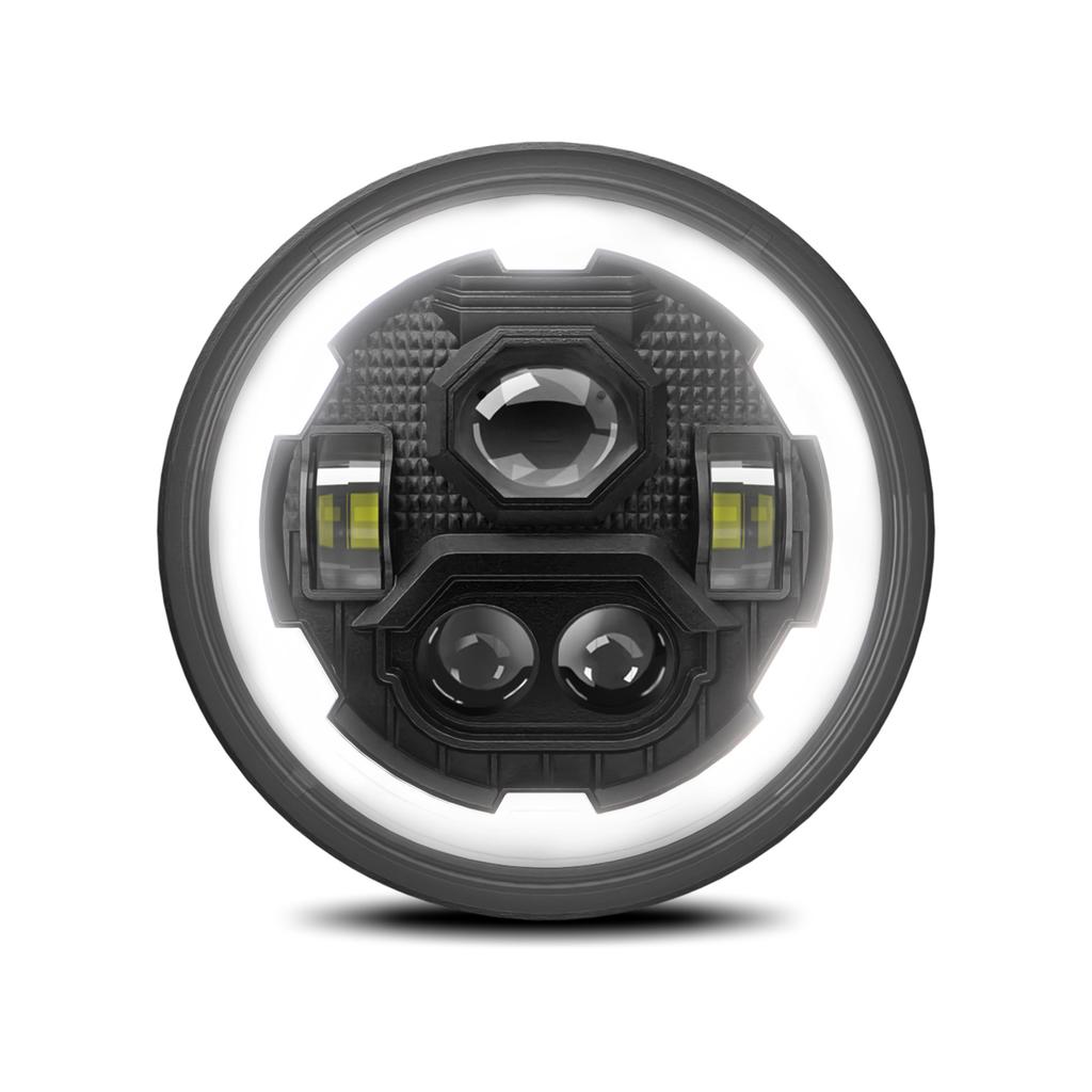 7-дюймовая автомобильная светодиодная фара 7-дюймовая круглая фара с белым дальним ближним светом DRL и янтарным указателем поворота