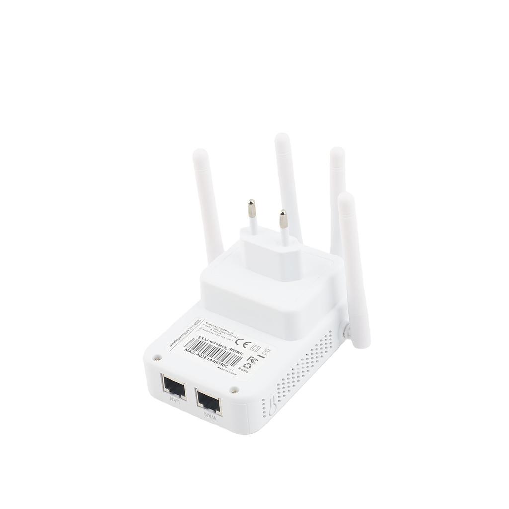 WiFi-повторитель 5 ГГц 2,4 ГГц Двухдиапазонный Усилитель сигнала WiFi Интернета с 4 вращающимися антеннами с высоким коэффициентом усиления Белый