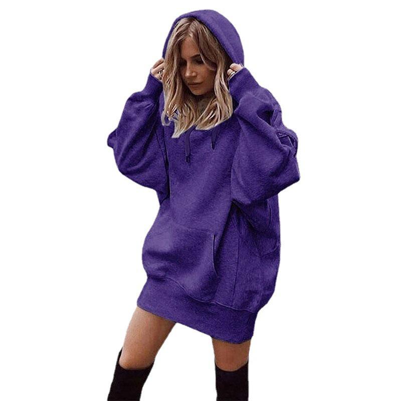 2025 Influencer Autumn/Winter Women's Solid Color Loose Fleece Hoodie