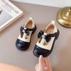 Весна 2025 новые туфли для девочек, детские универсальные туфельки из маленькой кожи, корейская версия, туфли принцессы с бантом, обувь в иностранном стиле, тренд