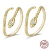 2pcs 925 Sterling Silver Ring Adjustable Retro Textures Spirit Snake Rings Platinum Gold Plated Zircon Fashion Jewelry Loop Gift